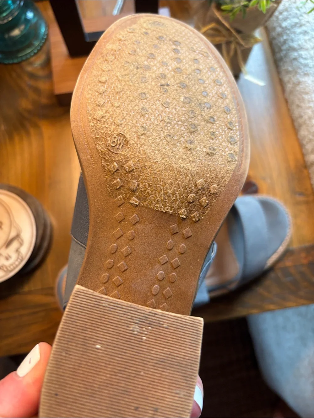 cloudwalkers Gray Stretch Slingback Block Heel Sandals